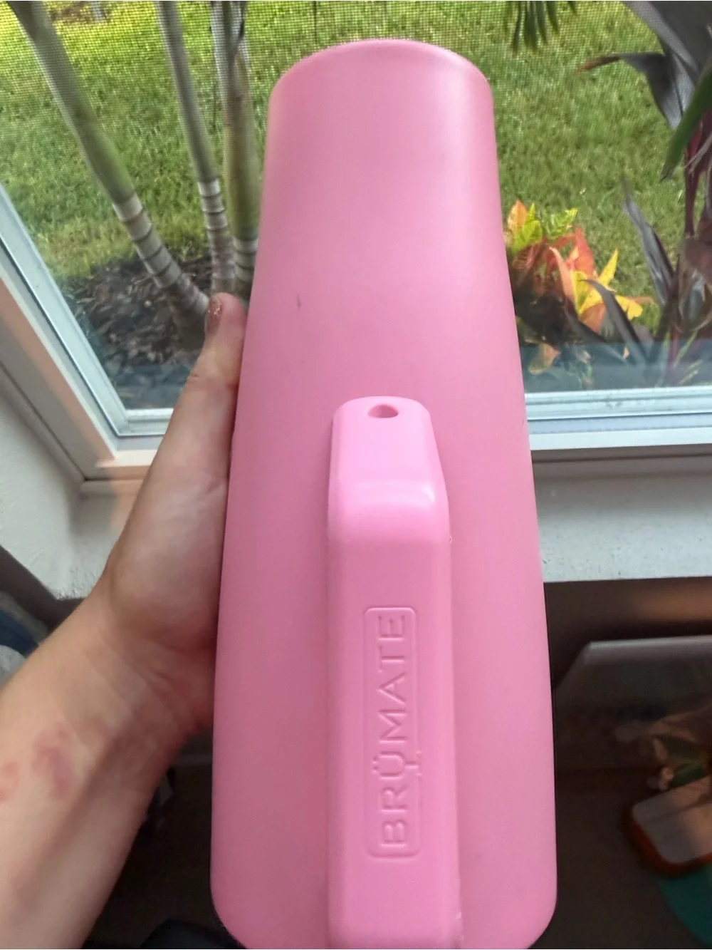 BrüMate Pink Insulated Travel Mug with Handle